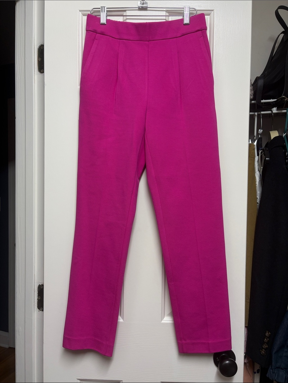 Ann Taylor High-Rise Straight Leg Pants in Bright Fuchsia